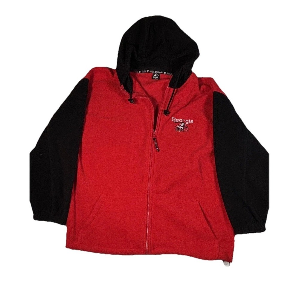 Georgia Bulldogs Jacket‎ Mens XL Red Black NCAA Football Starter Fleece Hoodie